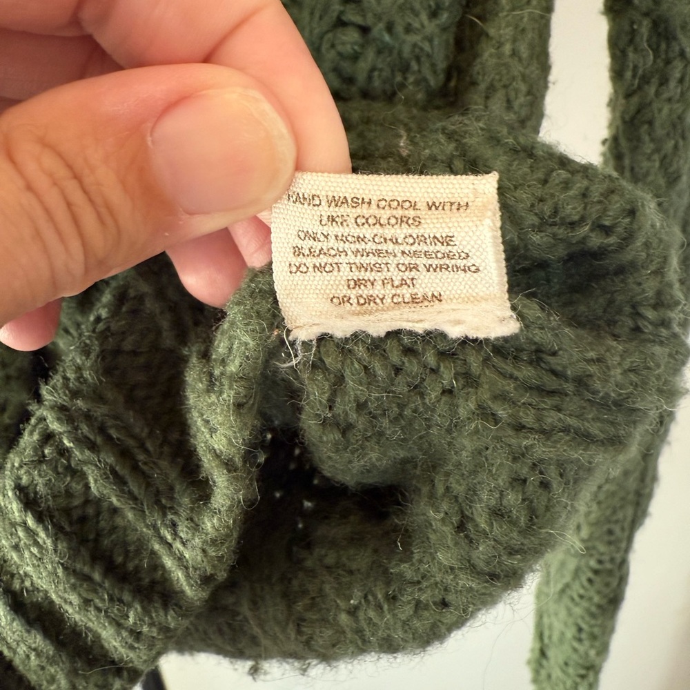 Free People Dark Green Cable Knit Cardigan Hooded Sweater Size XS - Picture 5 of 6